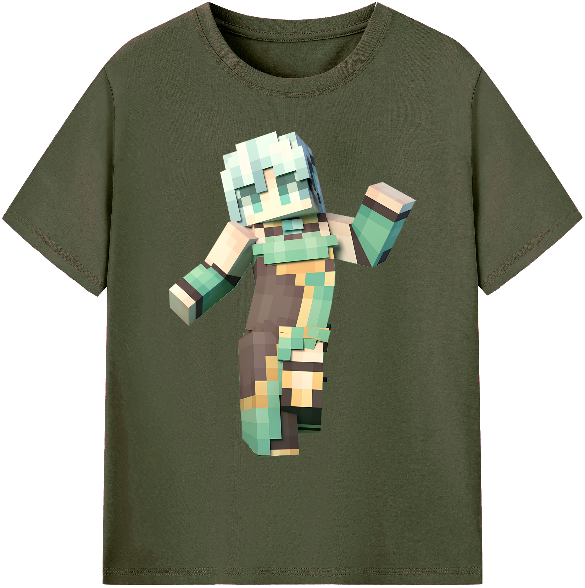 （画像用） マインクラフト ブロックの世界 Minecraft MC Block world 綿100％ メンズ半袖Tシャツ｜肌触りやわらか＆通気性